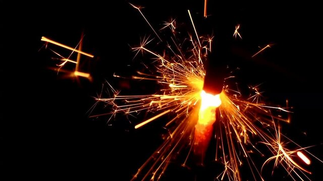 Footage of blazing sparkler