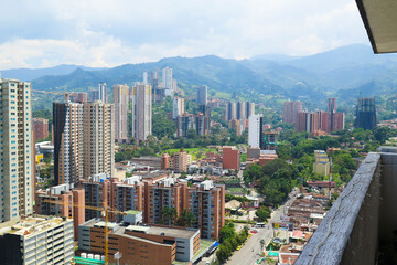 Fototapeta premium view from the city balcony with mountain in the background