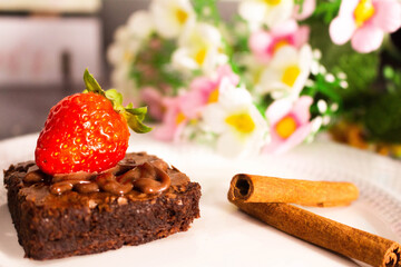 chocolate cake with strawberries