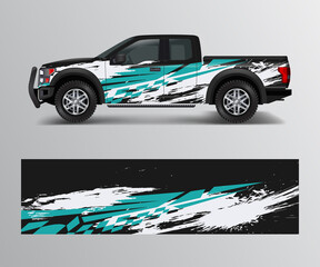 Graphic abstract grunge stripe designs for Truck decal, cargo van and car wrap vector © Saiful