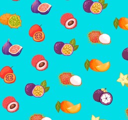 Tropic exotic fruit color print illustration