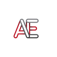 Obraz premium initial logo letter AE, linked outline red and grey colored, rounded logotype