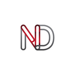 Obraz premium initial logo letter ND, linked outline red and grey colored, rounded logotype