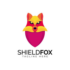 Colorful Shield Fox Logo design vector template.