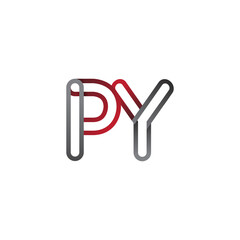 Obraz premium initial logo letter PY, linked outline red and grey colored, rounded logotype