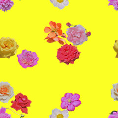 Different flowers, seamless pattern.
