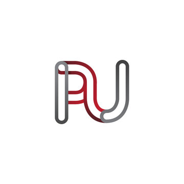 recommend clip art: initial logo letter PU, linked outline red and grey colored, rounded logotype