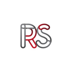 initial logo letter RS, linked outline red and grey colored, rounded logotype