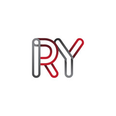 Obraz premium initial logo letter RY, linked outline red and grey colored, rounded logotype