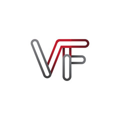Obraz premium initial logo letter VF, linked outline red and grey colored, rounded logotype