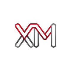 Obraz premium initial logo letter XM, linked outline red and grey colored, rounded logotype