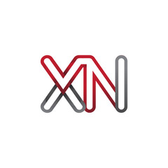 Obraz premium initial logo letter XN, linked outline red and grey colored, rounded logotype