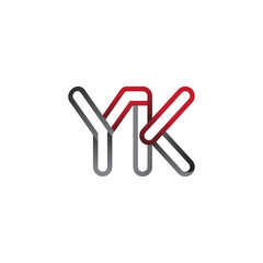 Obraz premium initial logo letter YK, linked outline red and grey colored, rounded logotype