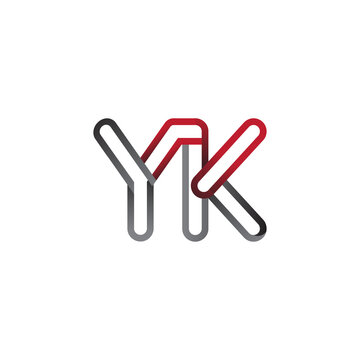 recommend clip art: initial logo letter YK, linked outline red and grey colored, rounded logotype