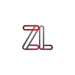 initial logo letter ZL, linked outline red and grey colored, rounded logotype