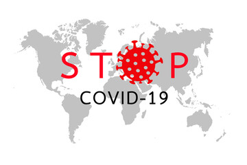 Stop Covid-19 Sign ,Illustration concept coronavirus COVID-19 on world map background