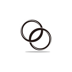 linked 3d shadow rings symbol decoration logo vector
