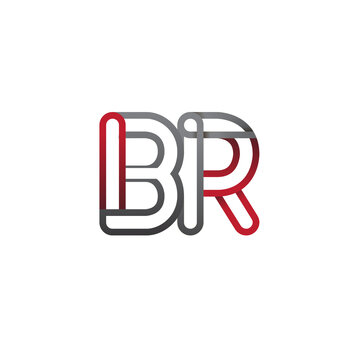 recommend clip art: initial logo letter BR, linked outline red and grey colored, rounded logotype