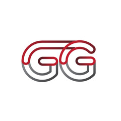 initial logo letter GG, linked outline red and grey colored, rounded logotype