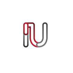 Obraz premium initial logo letter IU, linked outline red and grey colored, rounded logotype