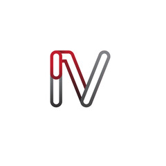 Obraz premium initial logo letter IV, linked outline red and grey colored, rounded logotype