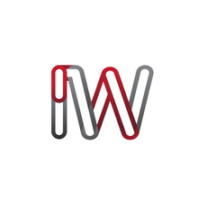 Obraz premium initial logo letter IW, linked outline red and grey colored, rounded logotype