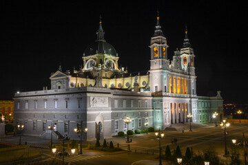 Beautiful view of Cathedral Santa Maria la Real la Almudena, Madrid - Spain