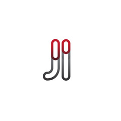 initial logo letter JI, linked outline red and grey colored, rounded logotype
