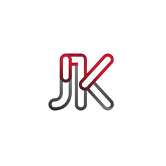 Obraz premium initial logo letter JK, linked outline red and grey colored, rounded logotype