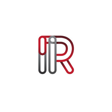 recommend clip art: initial logo letter IR, linked outline red and grey colored, rounded logotype