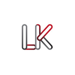 Obraz premium initial logo letter LK, linked outline red and grey colored, rounded logotype