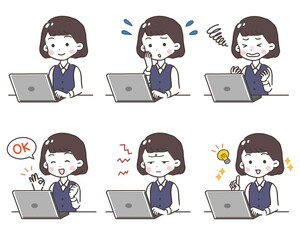 パソコン 女性　制服　セット