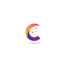 initial c with moon logo design vector, icon, element, template