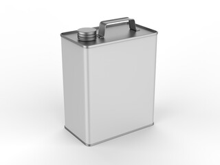 Blank Metal  Tin  Can with metal Cap and  Handle For  Branding and mock up, 3d render illustration.