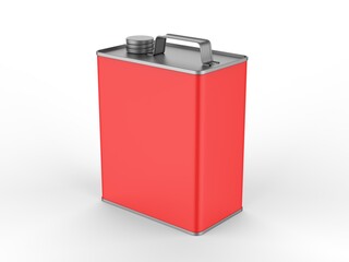 Blank Metal  Tin  Can with metal Cap and  Handle For  Branding and mock up, 3d render illustration.
