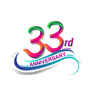 33rd anniversary celebration logotype colorful design. Birthday logo on white background.