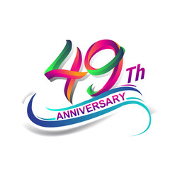 Fototapeta premium 49th anniversary celebration logotype colorful design. Birthday logo on white background.