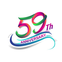 59th anniversary celebration logotype colorful design. Birthday logo on white background.