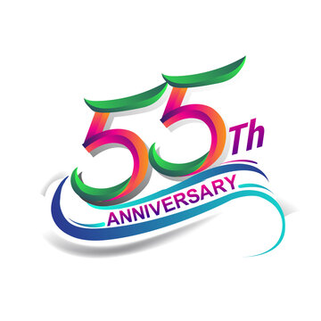 55th anniversary celebration logotype colorful design. Birthday logo on white background.