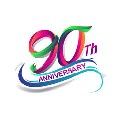 90th anniversary celebration logotype colorful design. Birthday logo on white background.