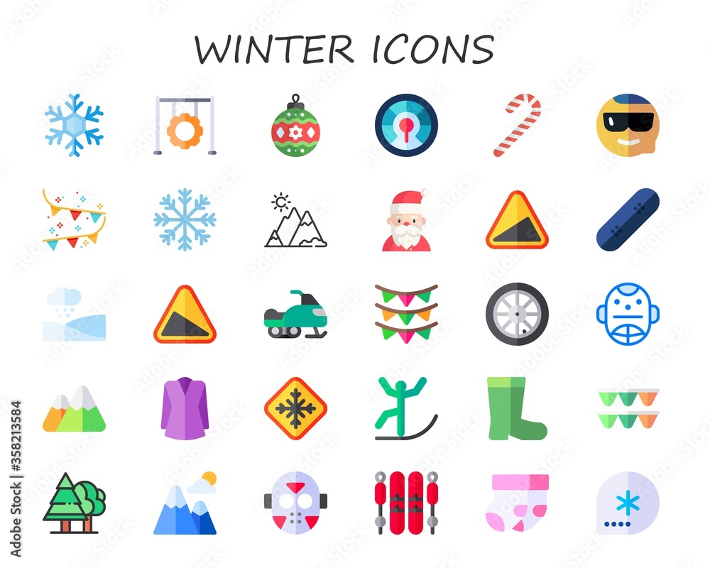 Canvas Prints modern simple set of winter vector flat icons