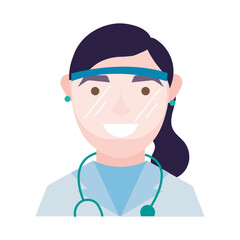 Female doctor with uniform and mask vector design