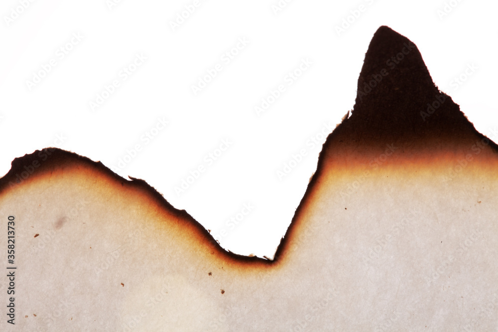 Poster burnt paper edges isolated on white background. template for design
