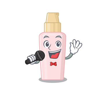 cartoon character of foundation sing a song with a microphone