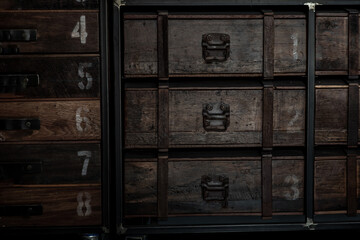 An old vintage style wooden cabinet, Wooden retro style.