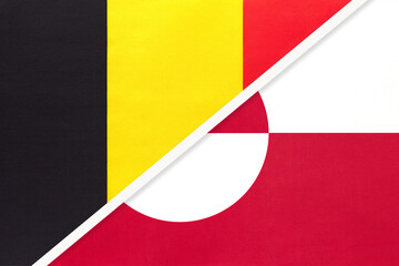 Belgium and Greenland, symbol of two national flags from textile. Championship between two countries.