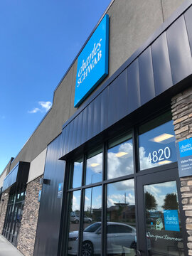 Sioux Falls, South Dakota, USA - 6/26/2018: Charles Schwab building front