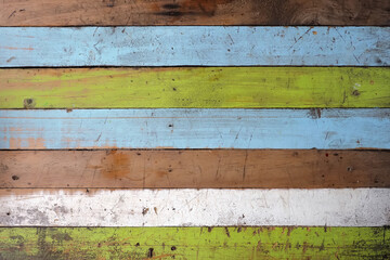 Horizontal color lines old wooden background
