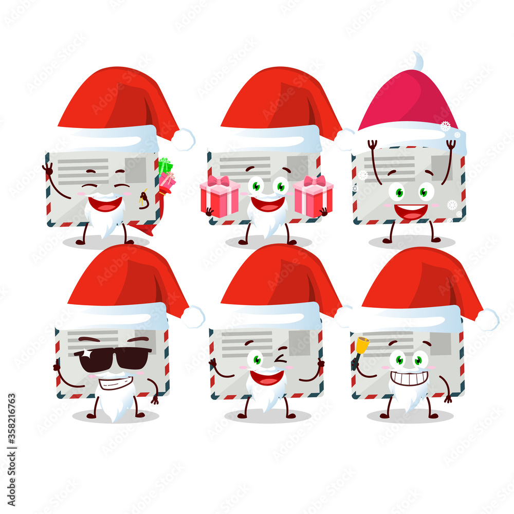 Poster santa claus emoticons with envelope cartoon character