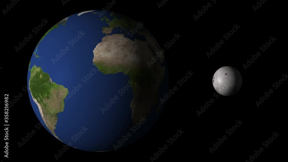 Wall mural rotating planets where earth and moon are rotating in space